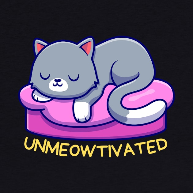 Unmeowtivated | Cute Unmotivated Cat Pun by Allthingspunny